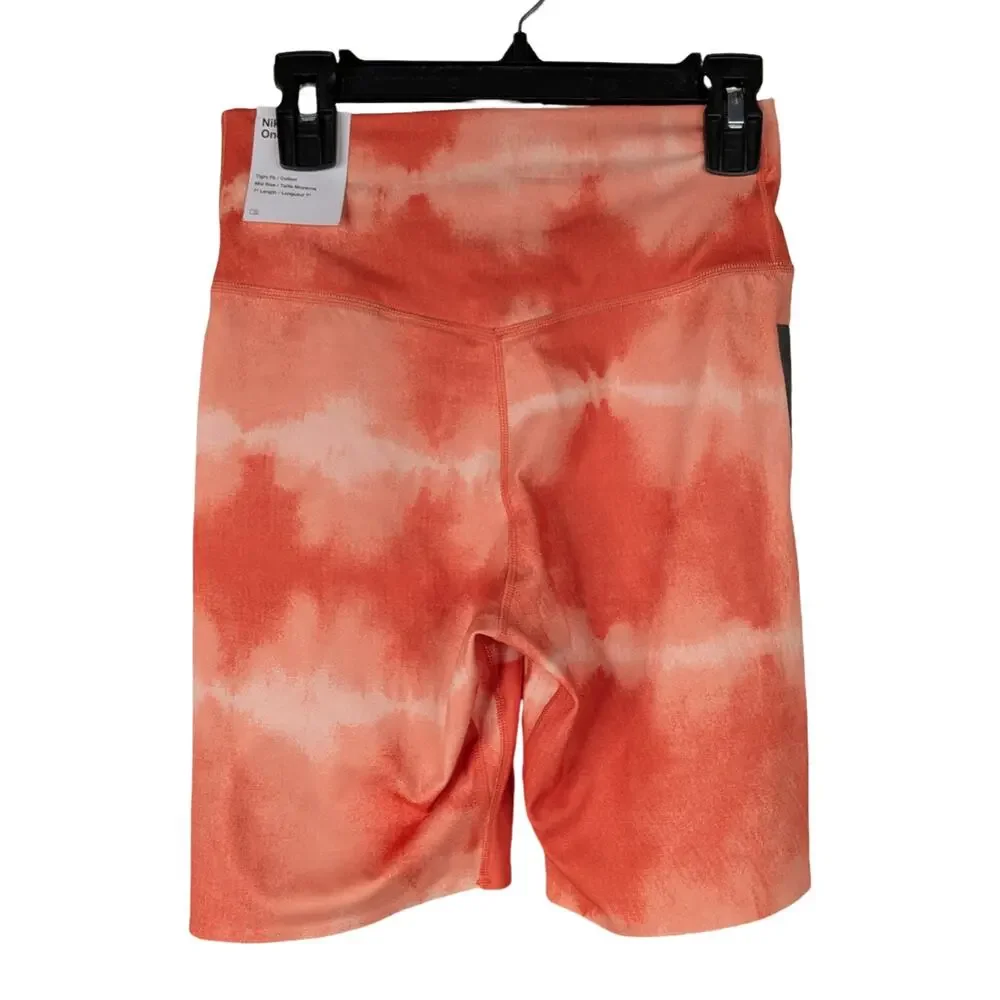 NWT Nike Dri-FIT Orange Tie Dye Mid Rise Training Athletic Running Shorts XS